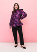 Blomstret jacquardbluse med volanger, Dark Blue Pink, Model image number 2