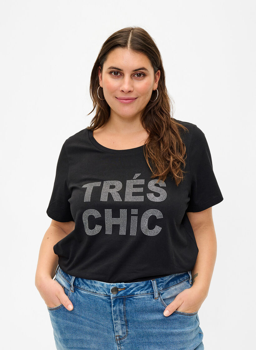 T-skjorter med nagler i økologisk bomull, Black W. TRÉS, Model image number 0