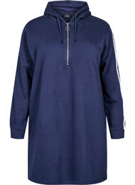 Kort sweatshirt-kjole med hette og lange ermer, Navy Blazer