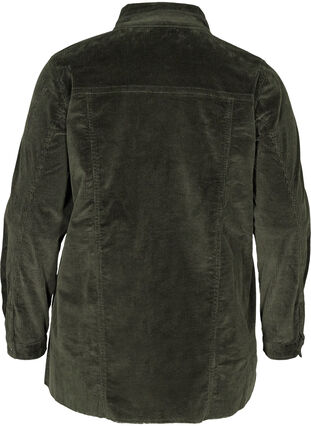 Skjortejakke i fløyel med lommer, Green, Packshot image number 1