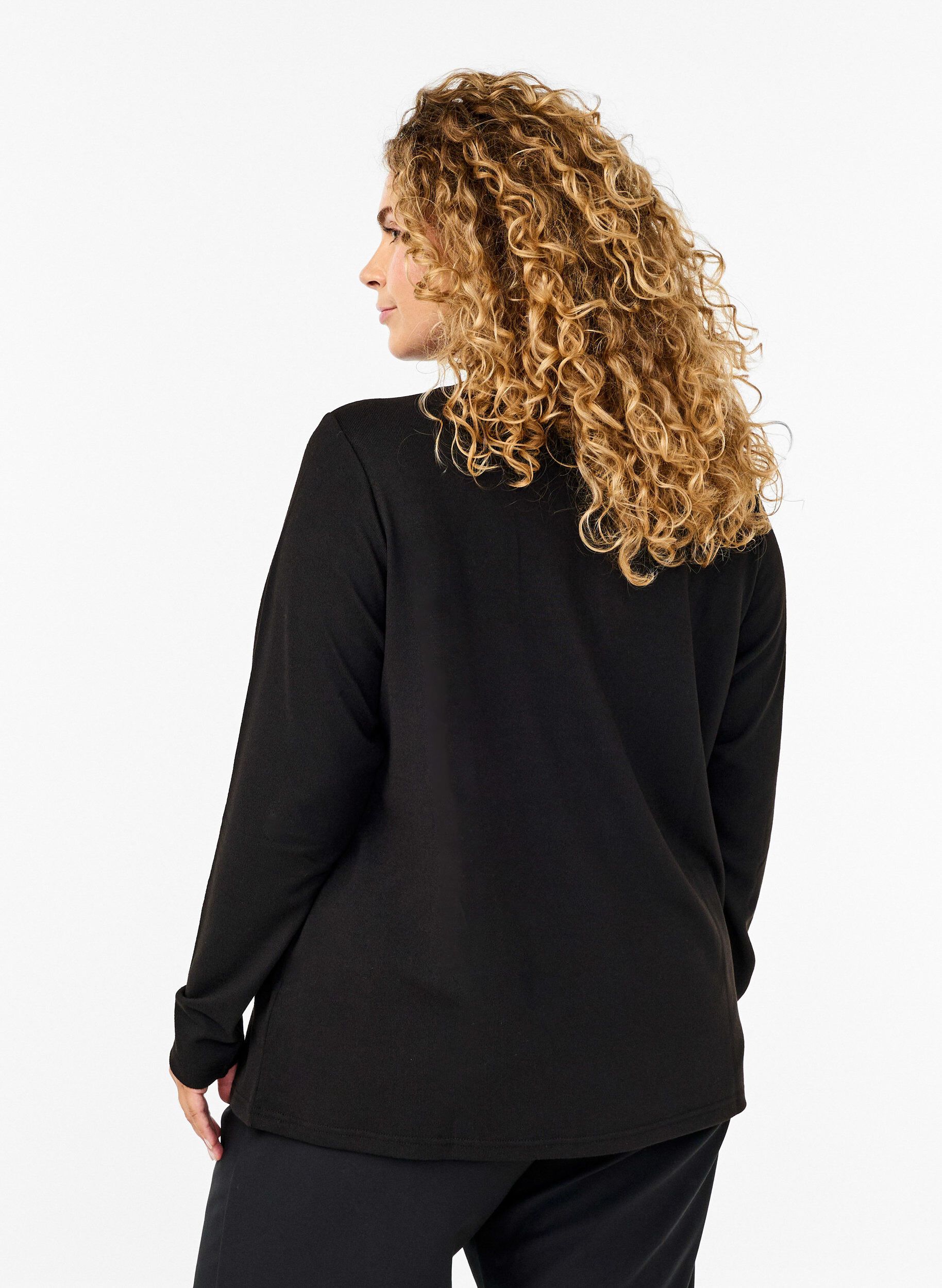 Zizzi Bluse med perlepynt, Black, Model image number 1