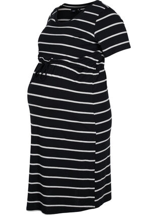 Stripete gravidkjole i viskose, Black Grey Stripe, Packshot image number 0
