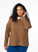 Stripete poloskjorte med glidelås, Brun, Model image number 0