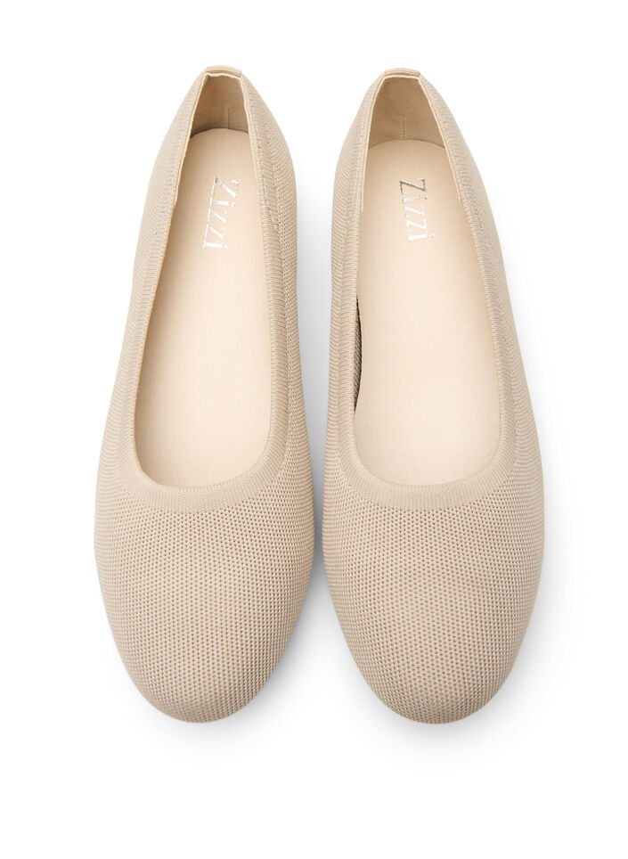 Ballerinasko i et finstrukturert stoff, Beige, Packshot image number 2