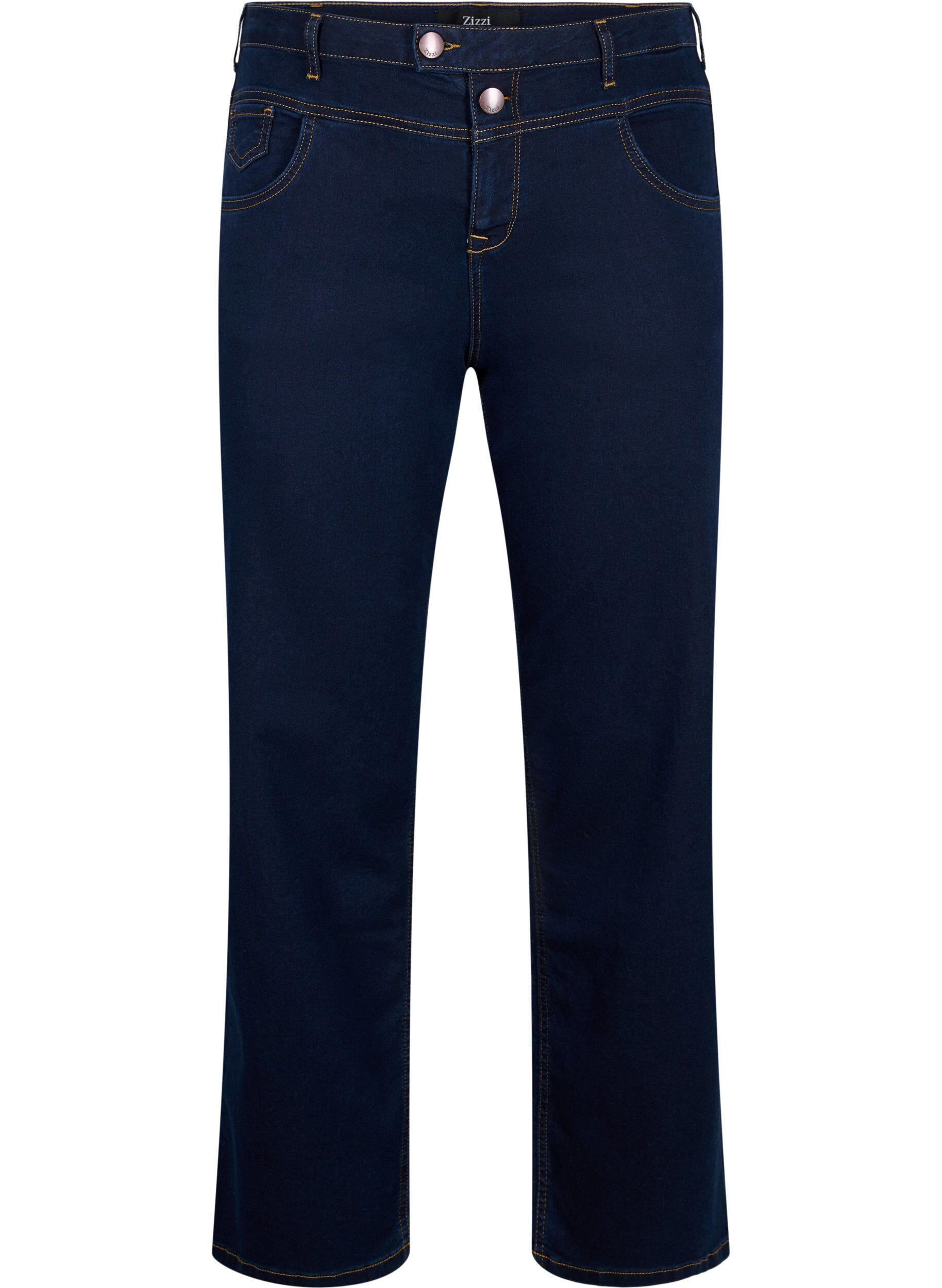 ZizziRegular fit Gemma jeans med h&oslash;y midje, Bl&aring;, Packshot image number 0