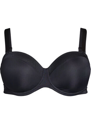 Zizzi Formpresset BH i mikrofiber med satengdetalj, Black, Packshot image number 0
