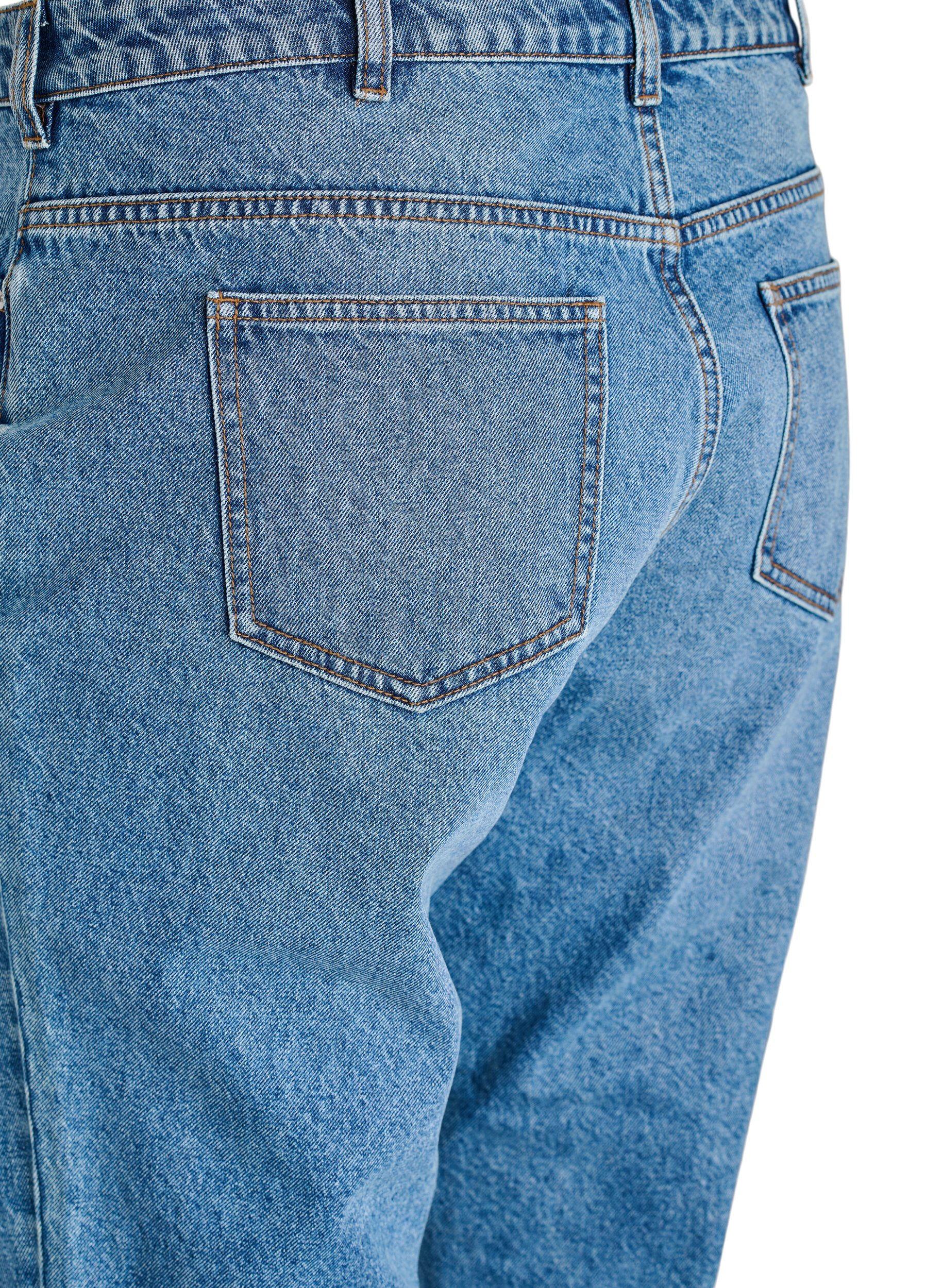 ZizziMille Mom Fit Jeans med h&oslash;y midje, Bl&aring;, Packshot image number 3