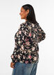 Bluse med blomstertrykk i lin og viskose med lange ermer, Svart, Model image number 2
