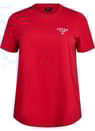 T-skjorte med tekstprint og rund hals, Urban Red w. Japan