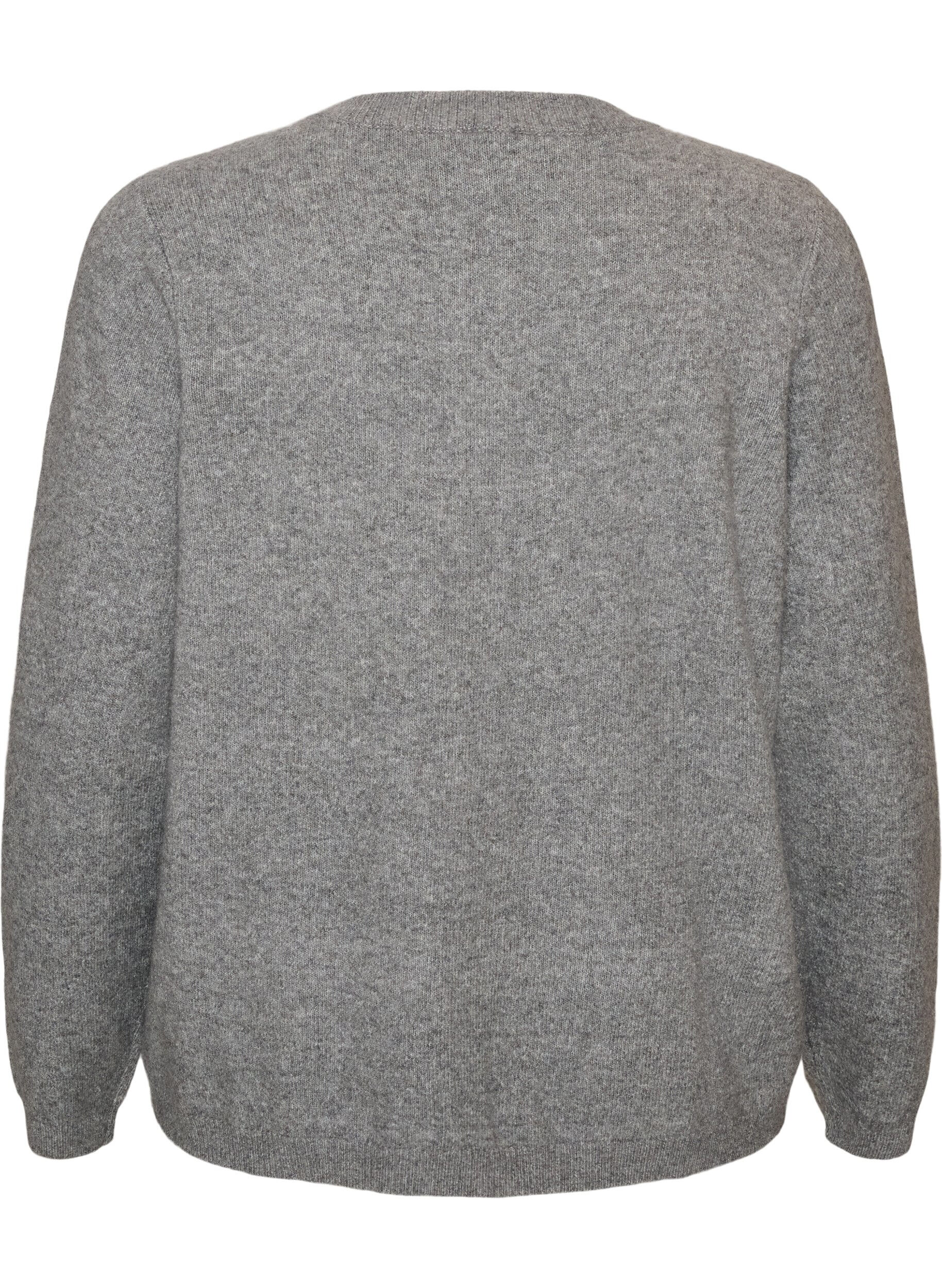 ZizziCardigan med knapper og avrundet front, Gr&aring;, Packshot image number 1