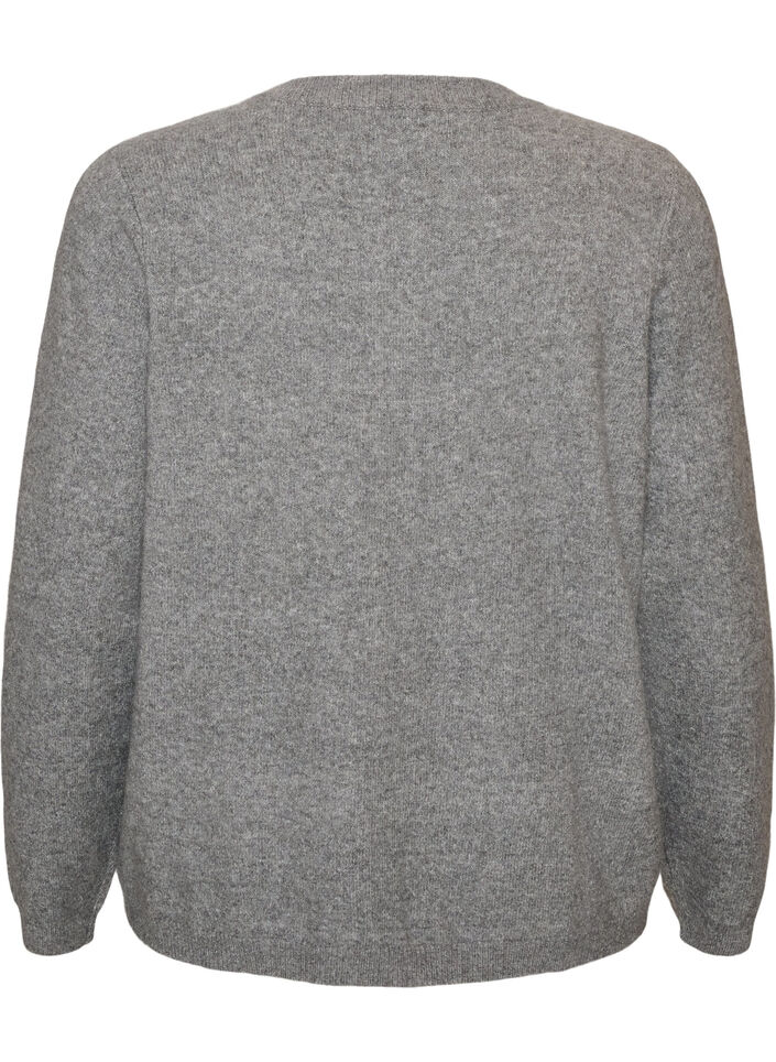 Cardigan med knapper og avrundet front, Gr&aring;, Packshot image number 1