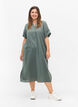 Lang skjortekjole med korte ermer, Balsam Green, Model image number 2