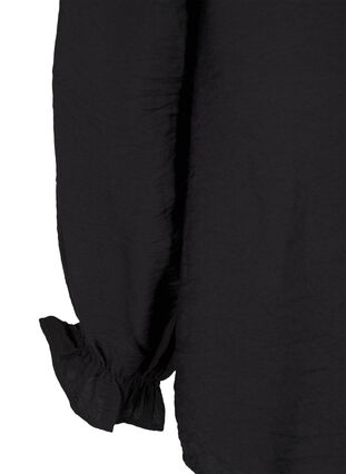 Zizzi Langermet bluse med V-hals, Black, Packshot image number 3