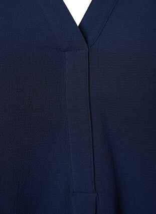 Ensfarget bluse med V-hals, Navy Blazer, Packshot image number 2