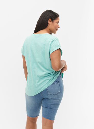 Melert T-skjorte med korte ermer, Turquoise Mél, Model image number 1