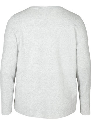 Kort melert strikket cardigan med knappelukking, Light Grey Melange, Packshot image number 1