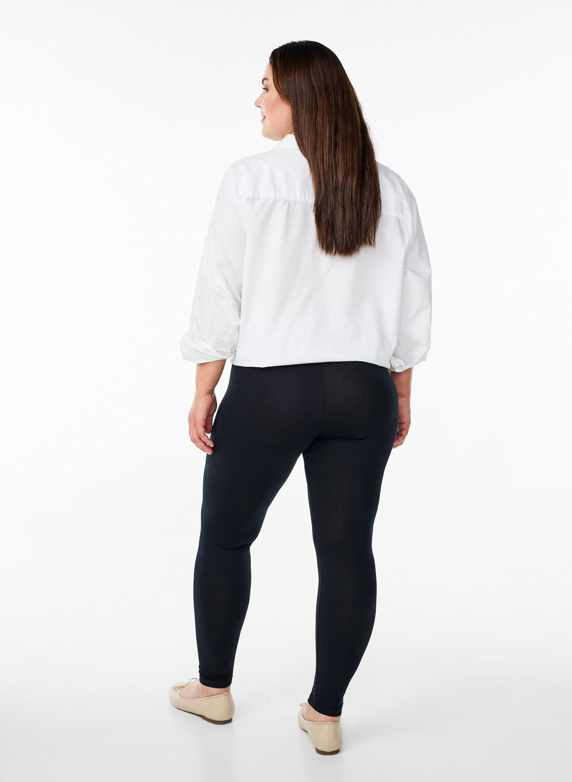 ZizziBasis leggings i viskose, Svart, Model image number 2