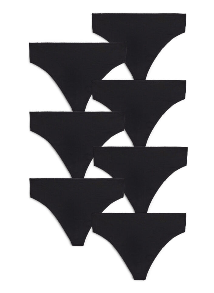 7-pack g-streng i bomull, Svart, Packshot image number 0