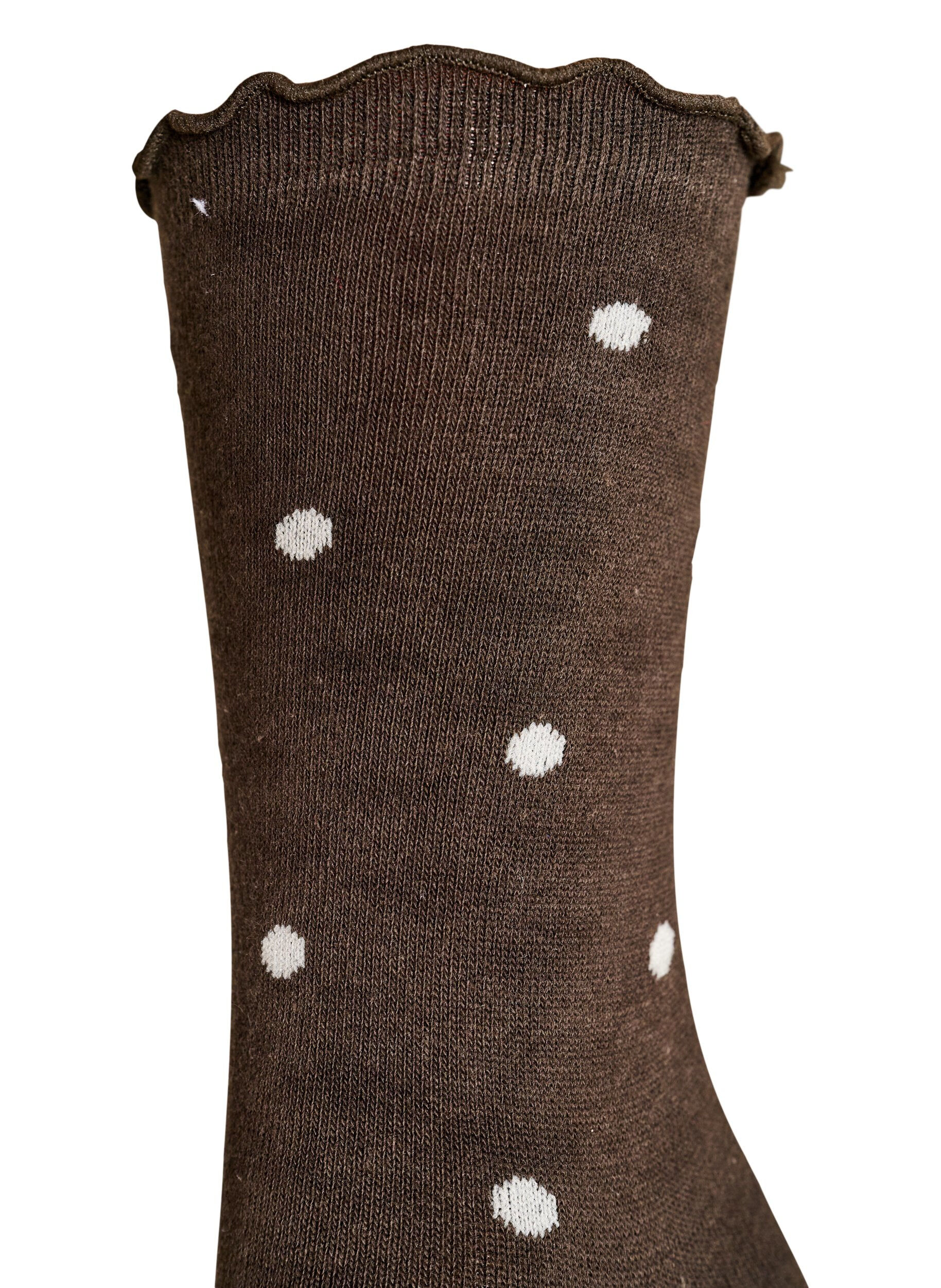 ZizziBomullssokker med m&oslash;nster, Brun, Packshot image number 2