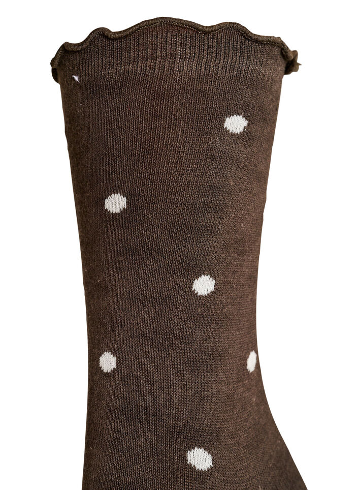 Bomullssokker med m&oslash;nster, Brun, Packshot image number 2
