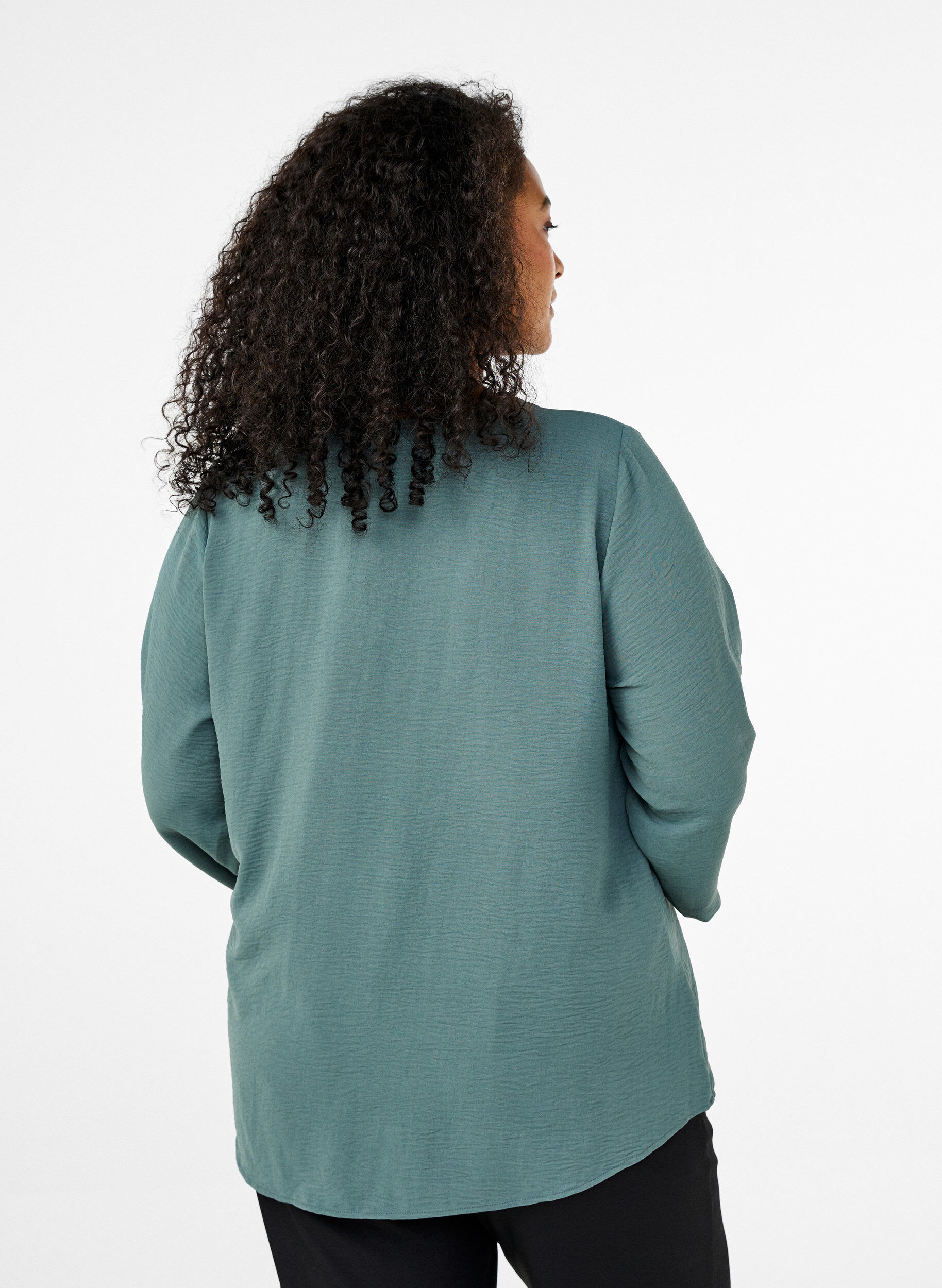 ZizziBluse med 3/4 ermer, Gr&oslash;nn, Model image number 2