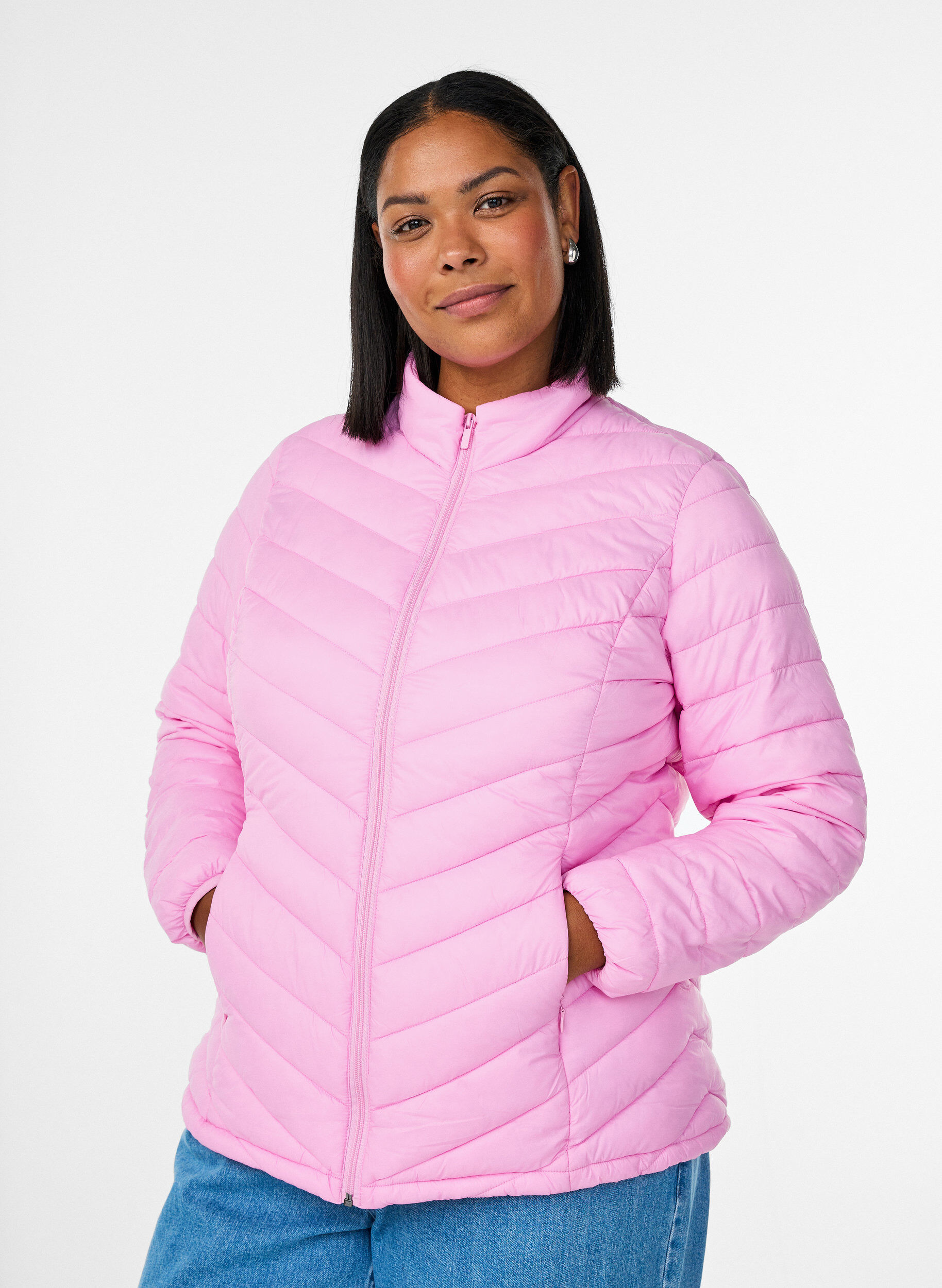 Lett jakke med lommer, Rosa, Model