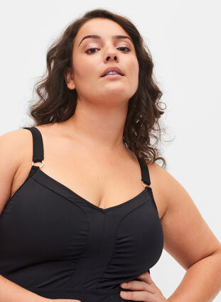 Zizzi Badedrakt med draperinger, Black, Model image number 2