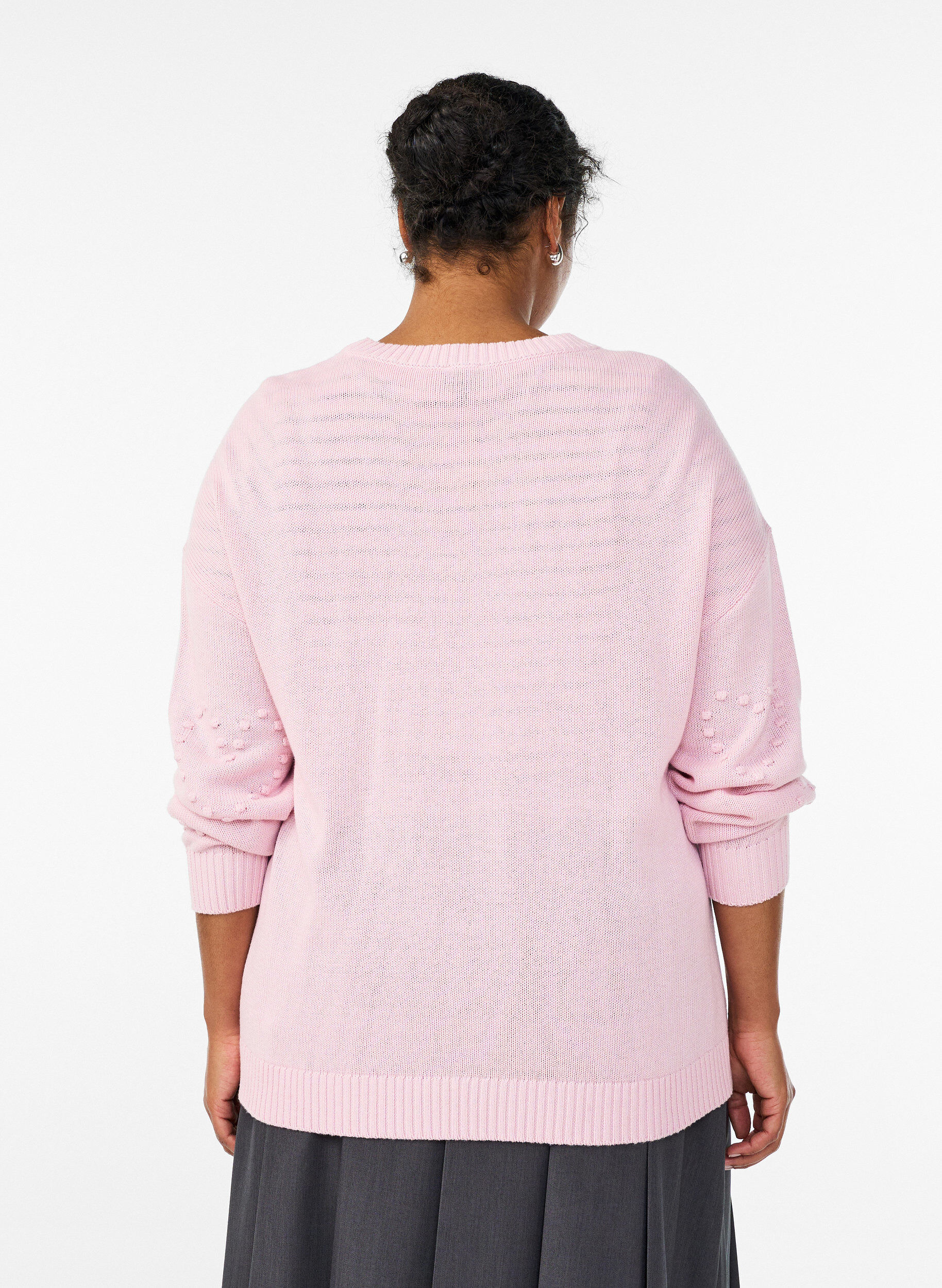 Zizzi L&oslash;s strikkebluse med hjertem&oslash;nster, Rosa, Model image number 2