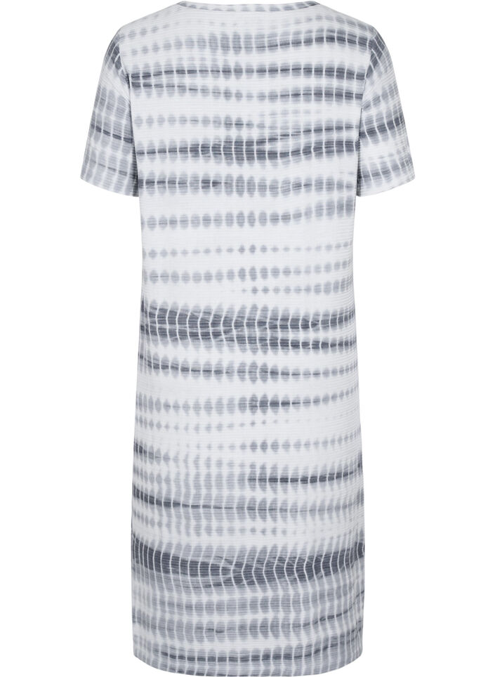 Kortermet viskosekjole med tie-dye mønster, White, Black Tie Dye, Packshot image number 1