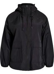 Lett jakke med hette og lommer, Svart