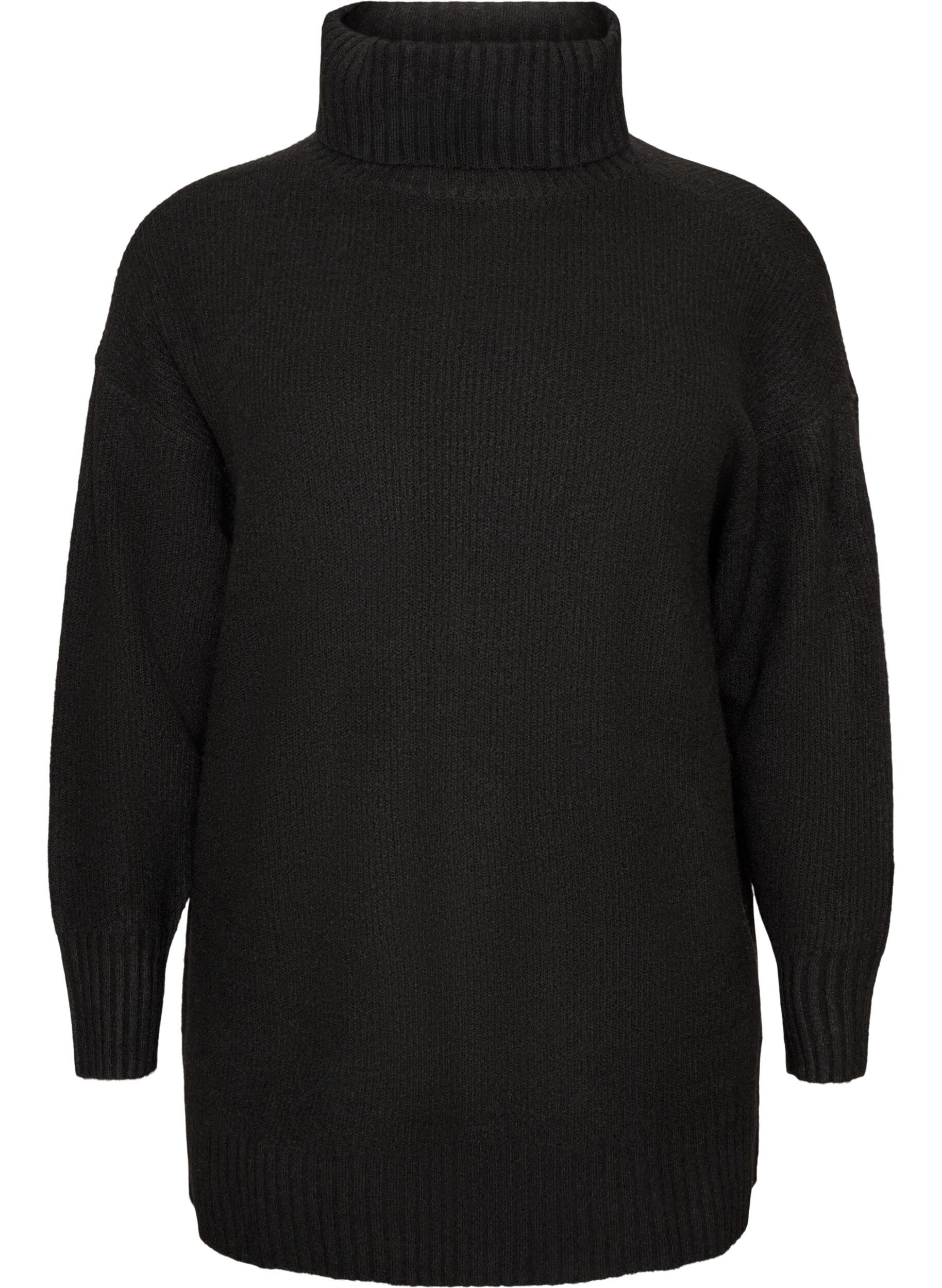 ZizziL&oslash;s strikket genser med rullekrage, Svart, Packshot image number 0