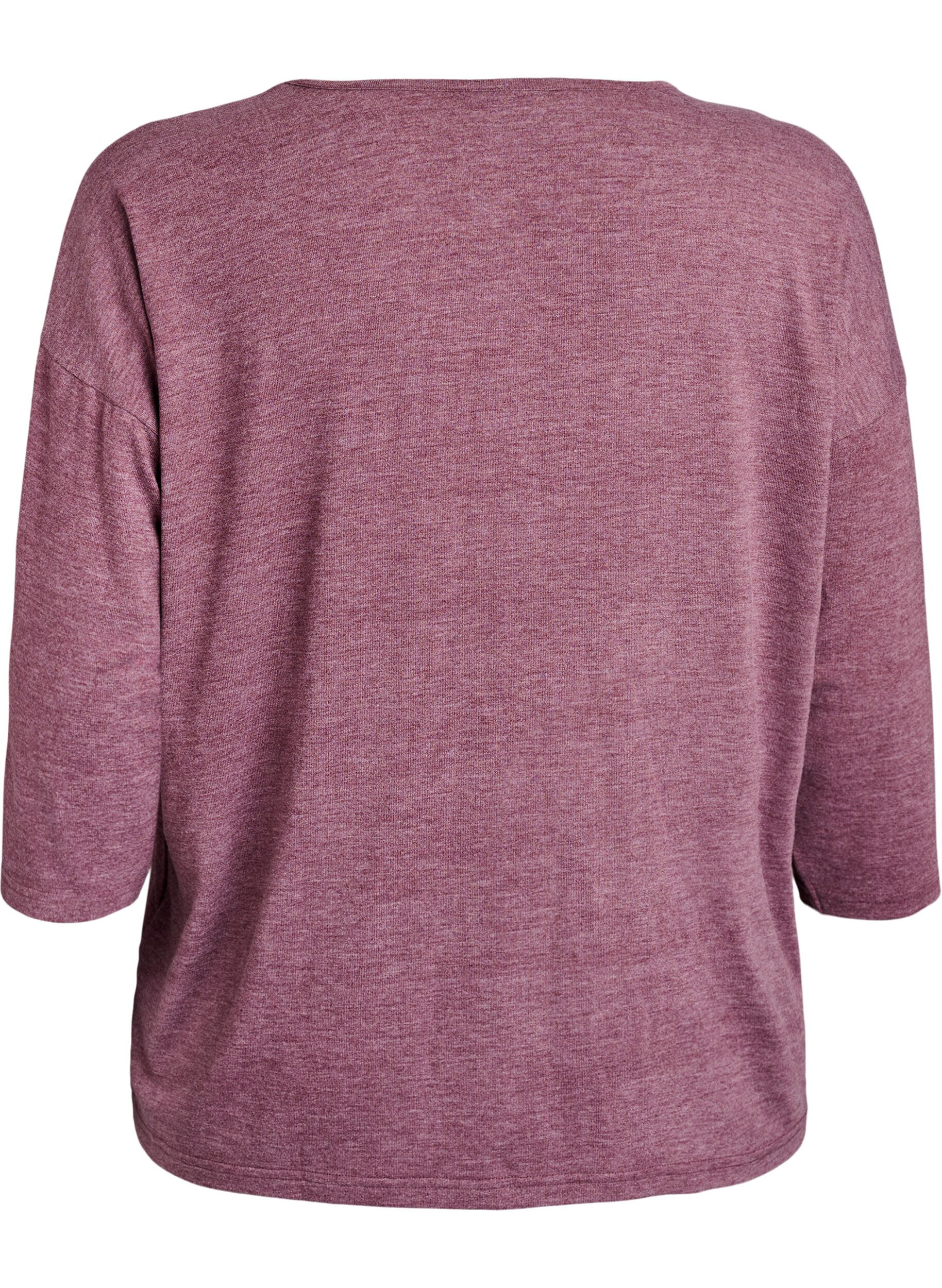 Zizzi Jersey bluse med 3/4 ermer, R&oslash;d, Packshot image number 1
