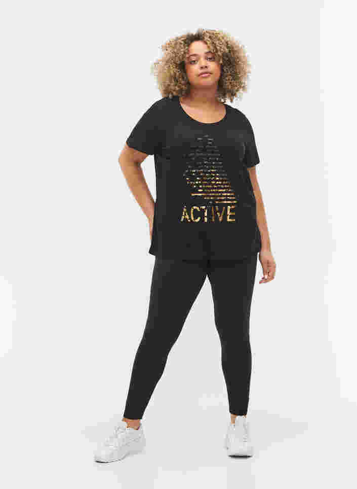T-skjorte til trening med trykk, Black gold foil logo, Model image number 2