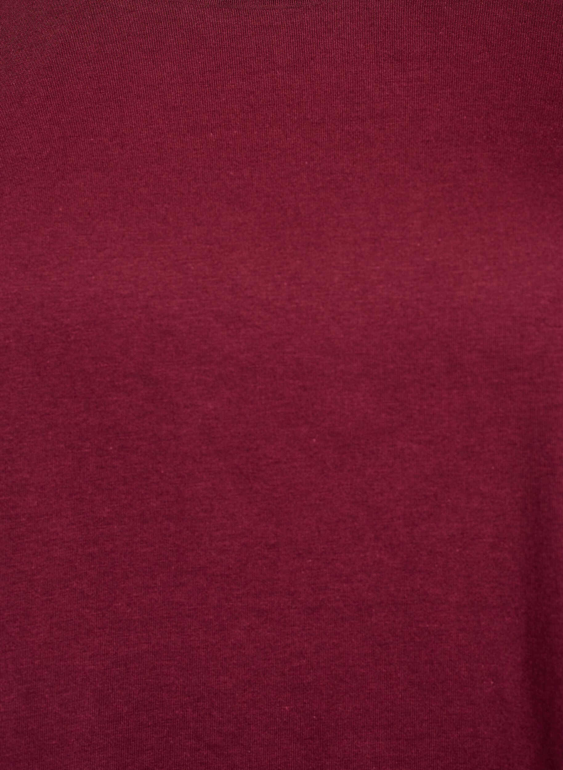 ZizziKortermet T-skjorte i bomullsblanding, M&oslash;rk Bordeaux, Packshot image number 2