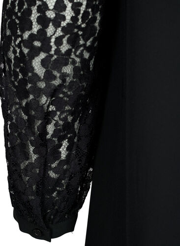 Langermet kjole med blonder, Black, Packshot image number 3