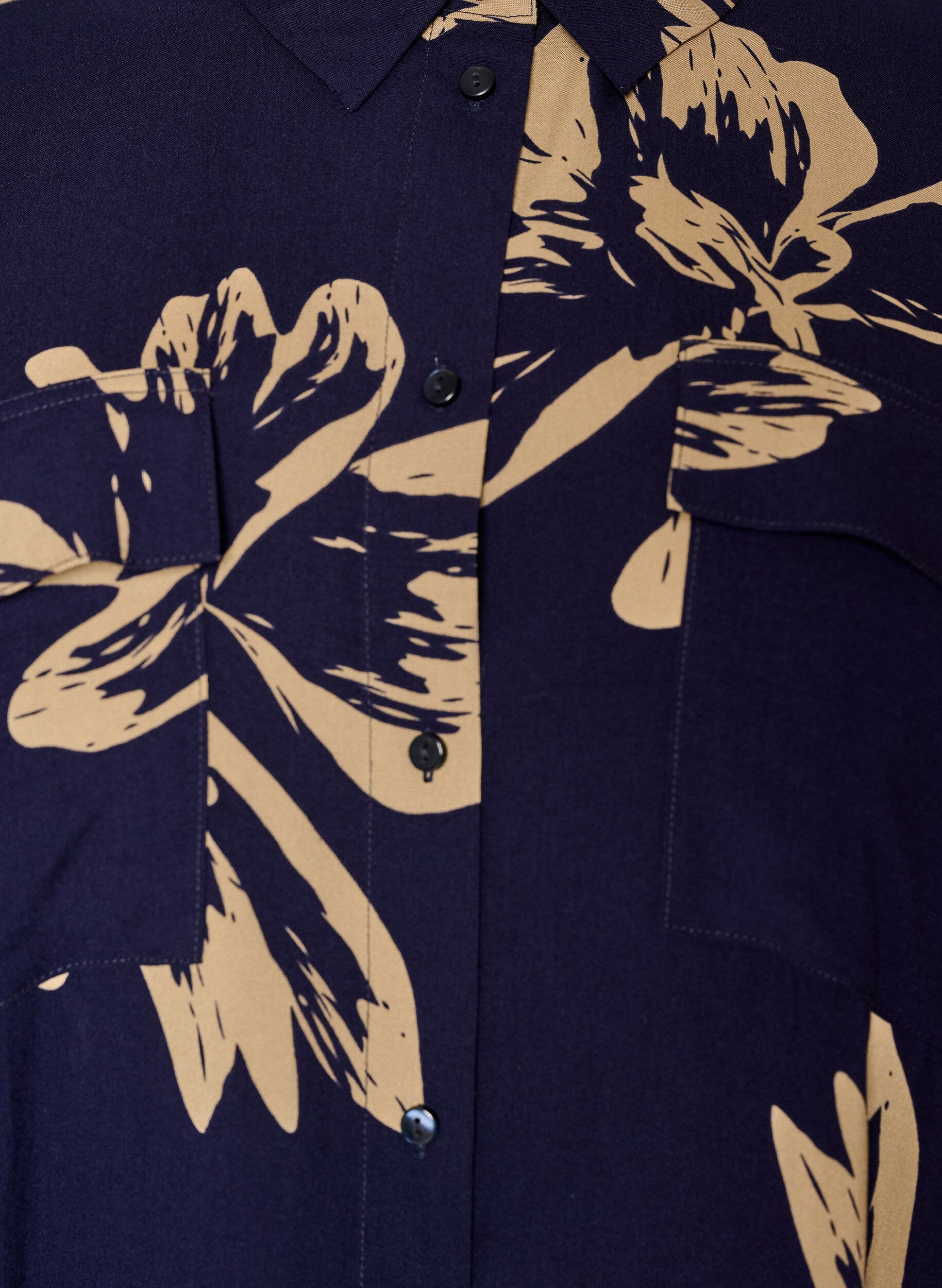 Zizzi Lang skjortekjole med korte ermer, Bl&aring;, Packshot image number 2