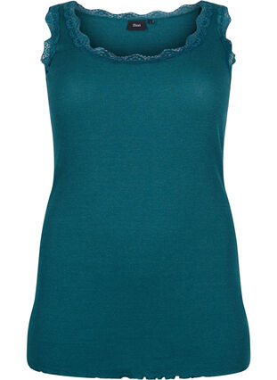 Topp med blondekant, Deep Teal, Packshot image number 0