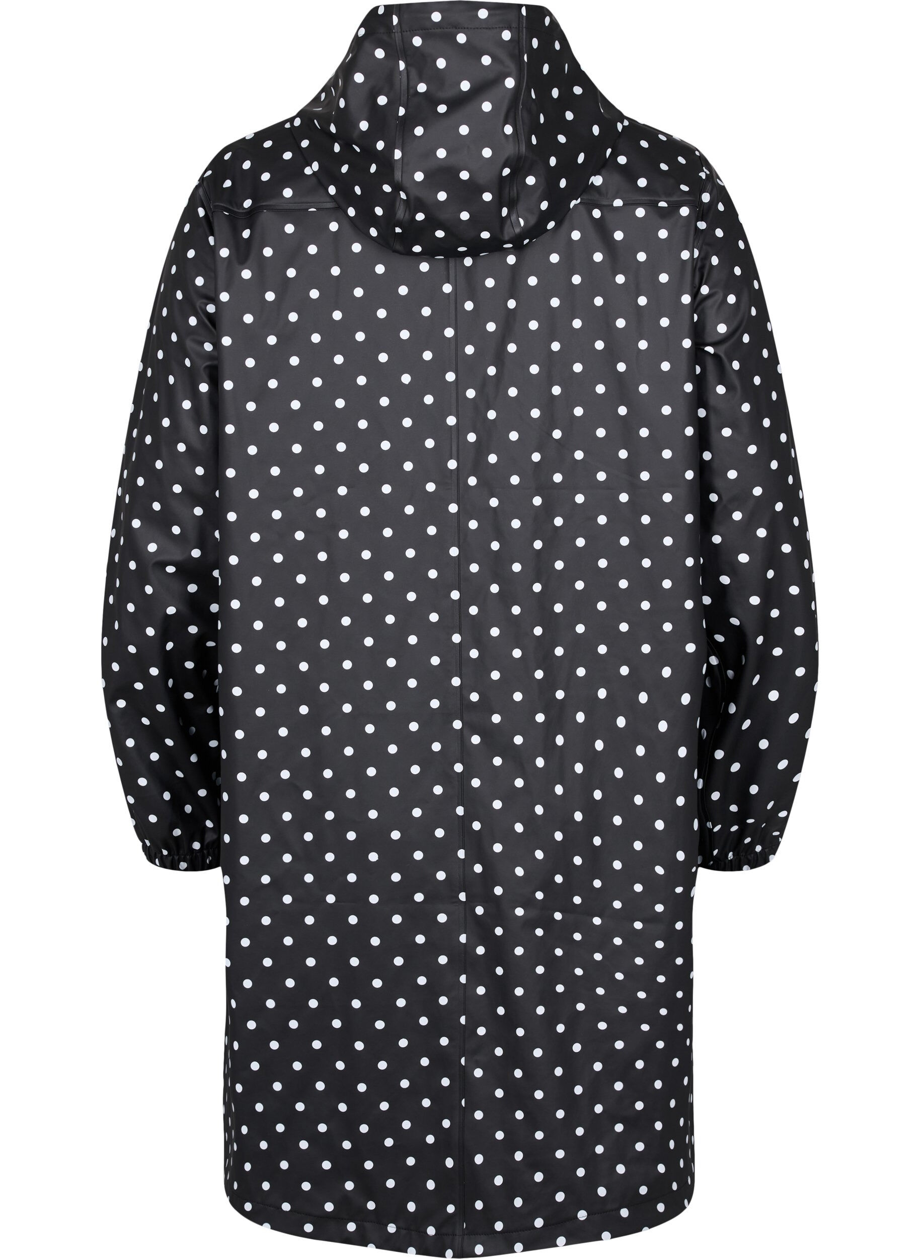 Zizzi Prikkete regnjakke med hette, Black W/White Dot, Packshot image number 1