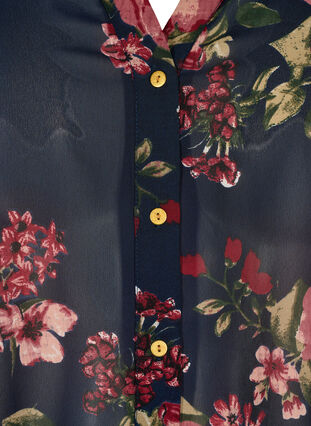 Skjorte med V-hals og blomstermønster, Blue Flower AOP, Packshot image number 2