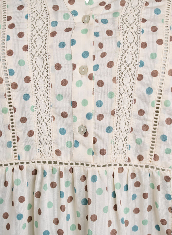 Kort viskosekjole med blonderkant og A-formet snitt, Hvit, Packshot image number 2