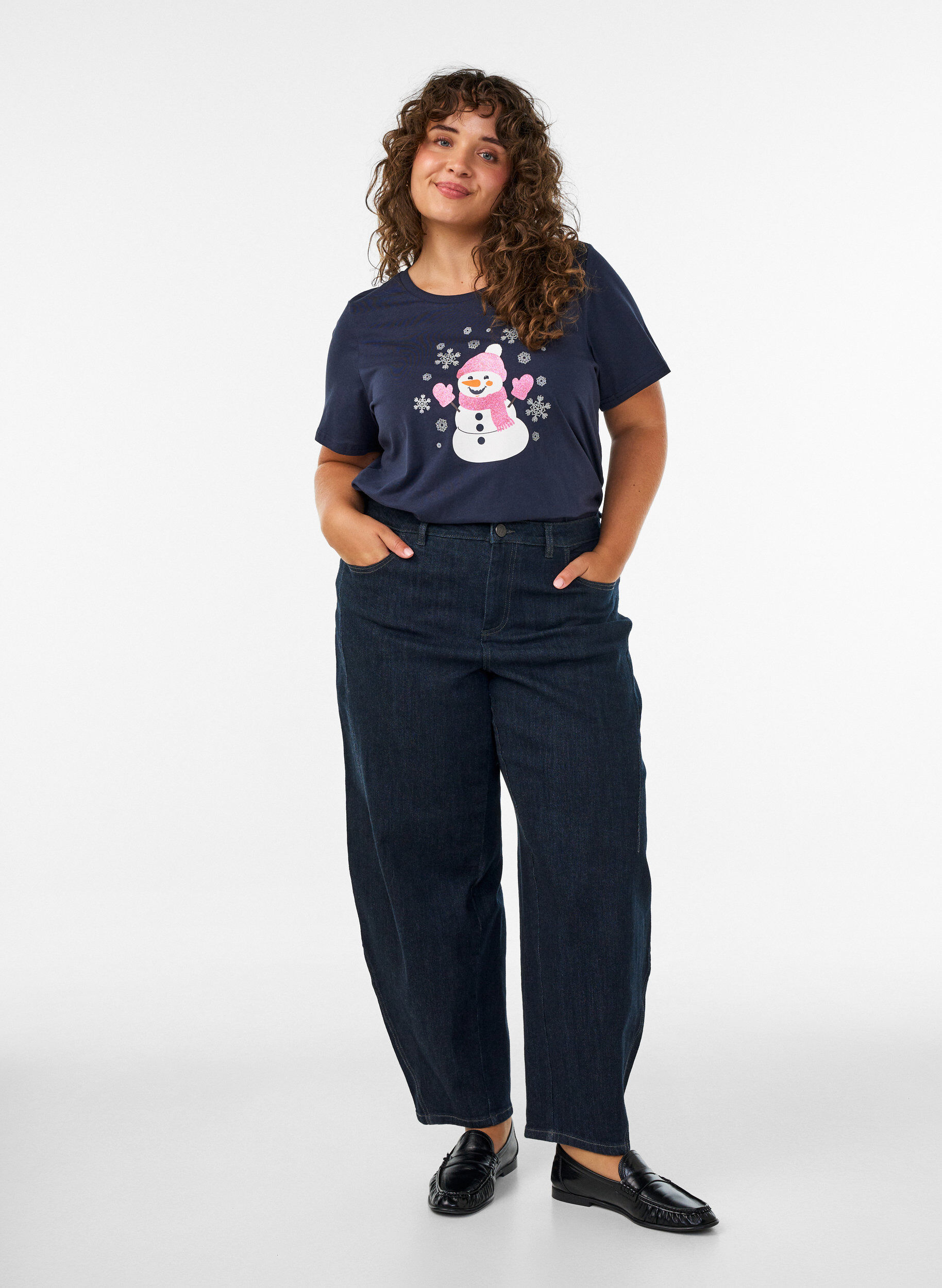 ZizziJule-T-skjorte i &oslash;kologisk bomull, Bl&aring;, Model image number 1