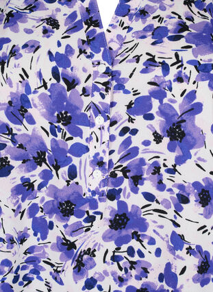 Bluse med korte ermer og V-hals , Purple Small Flower, Packshot image number 2