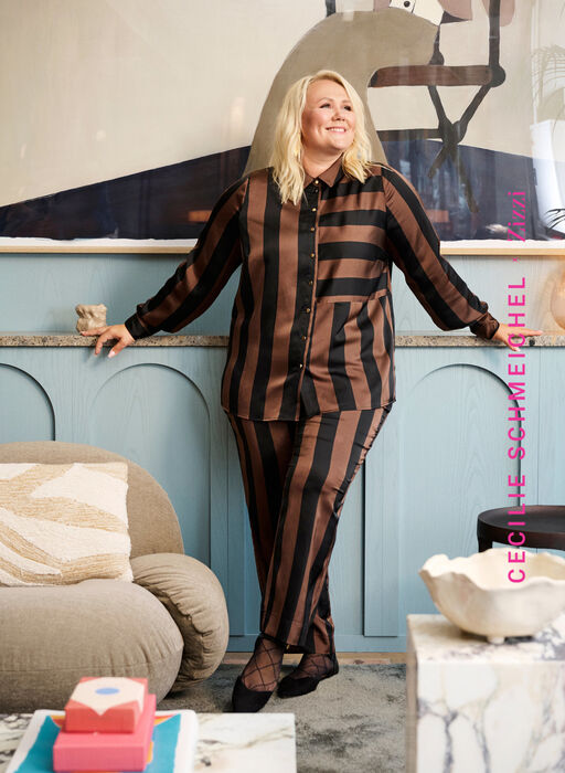 Cropped bukser med striper, Chestnut/B. Stripes, Image