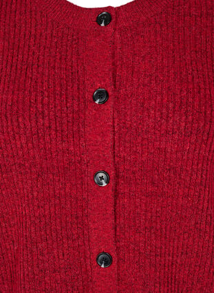 Zizzi Ribbestrikket cardigan med knapper, Rød, Packshot image number 2