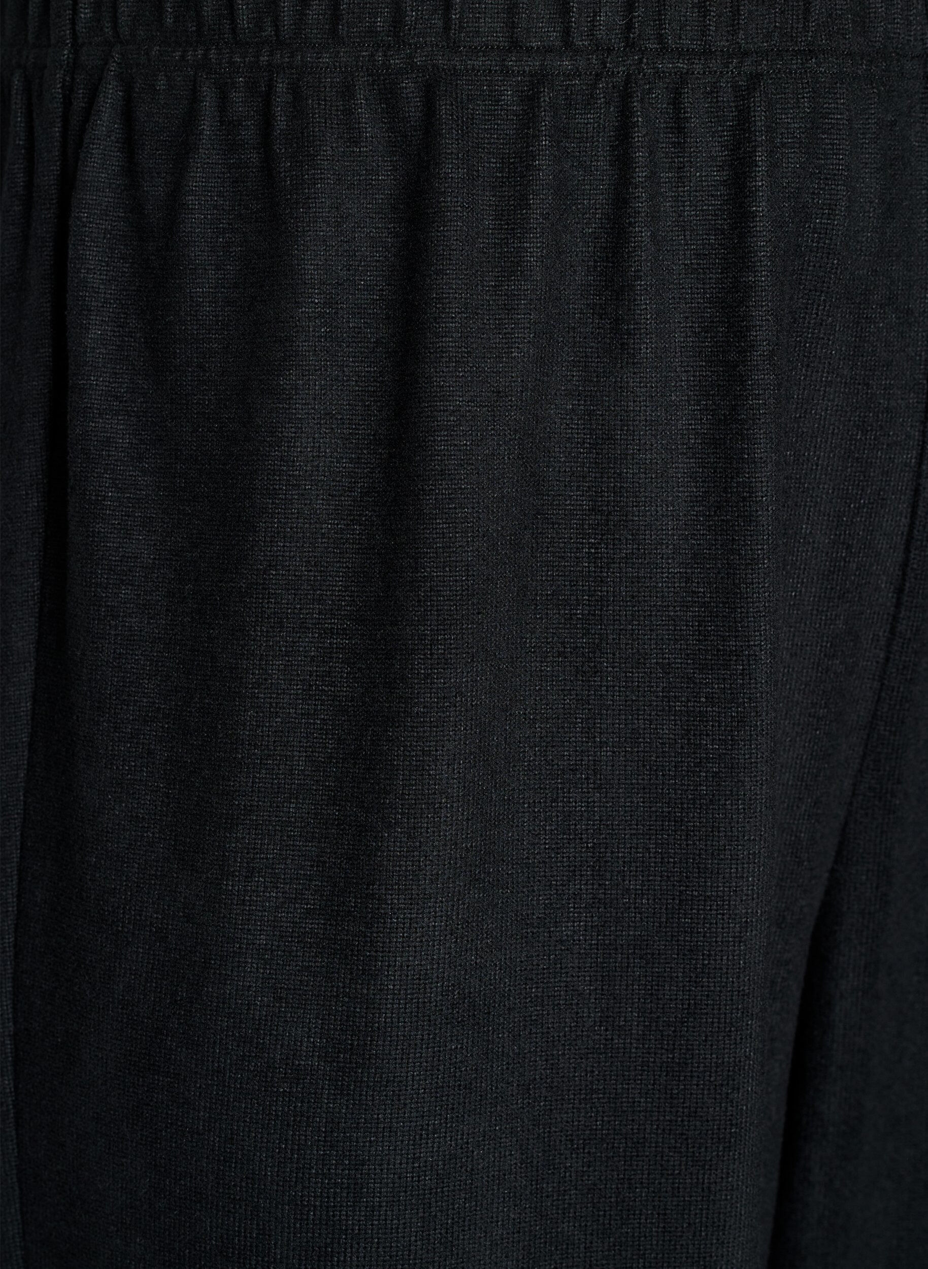 ZizziH&oslash;y midje jerseybukser med vide ben, Svart, Packshot image number 2