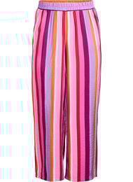 Bukse i viskose med striper og ledig passform, Multicolor stripe