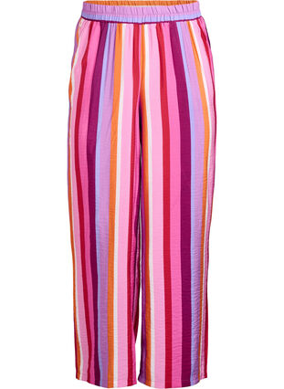 Zizzi Bukse i viskose med striper og ledig passform, Rosa, Packshot image number 0