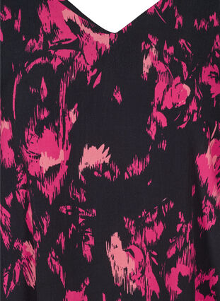 Langermet viskosebluse med mønster, Black Pink AOP, Packshot image number 2