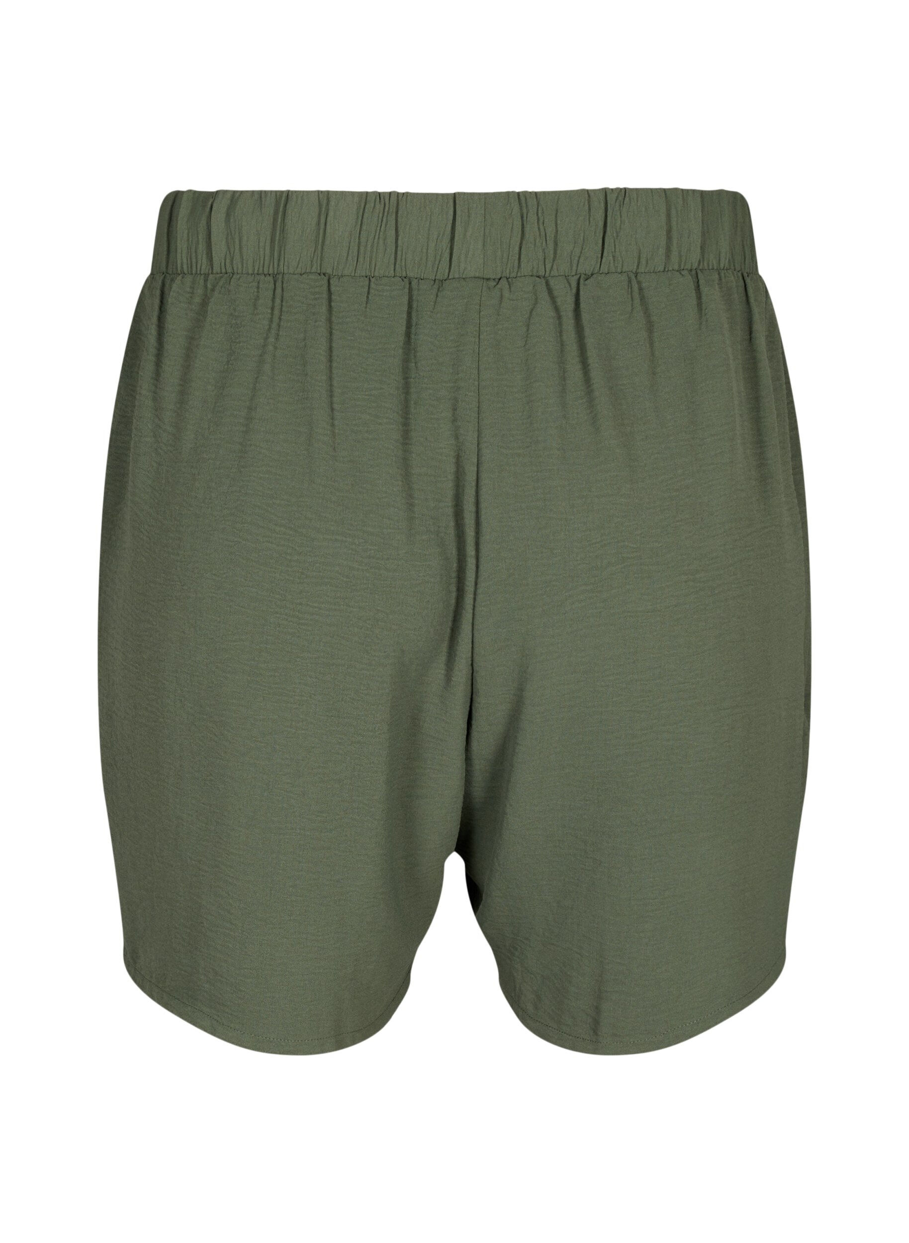 Zizzi Shorts med lommer og elastisk linning, Gr&oslash;nn, Packshot image number 1