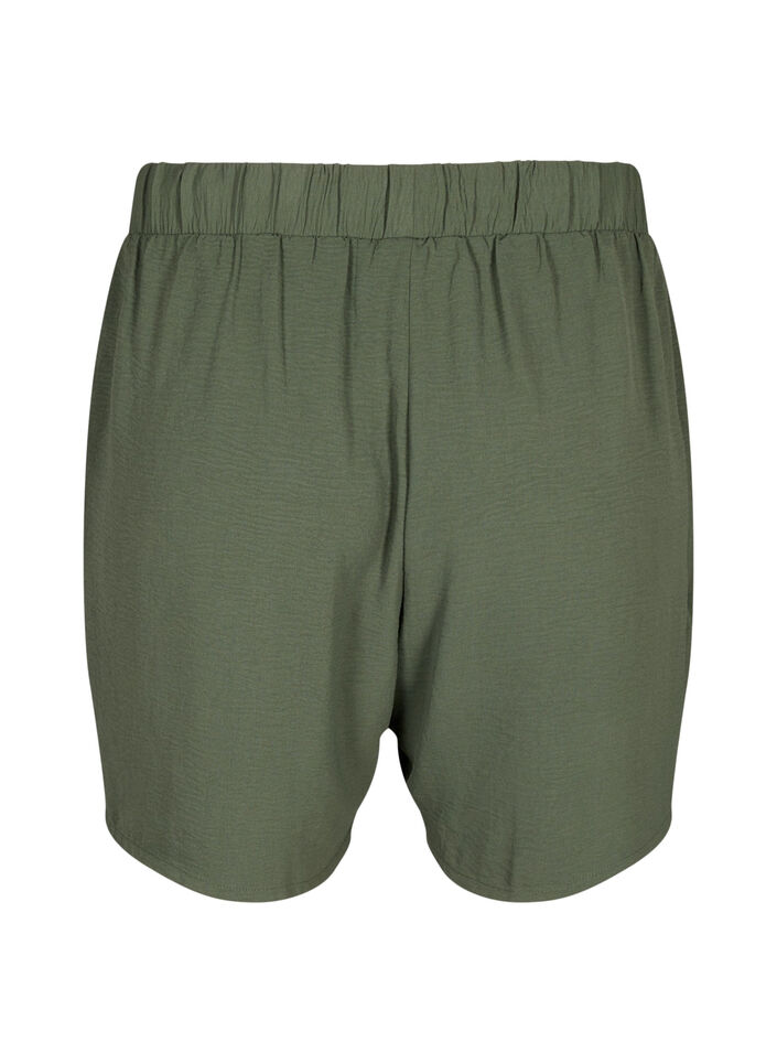 Shorts med lommer og elastisk linning, Grønn, Packshot image number 1